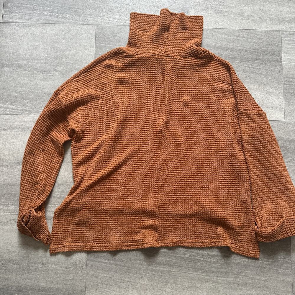 She + Sky Sweater Women’s Large Orange Long Sleeve Knit Pullover - Picture 5 of 5